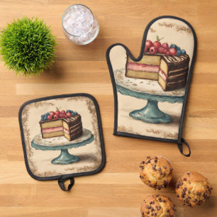 bakkerij taart gebak chef-kok bakker bakken ovenwant & pannenlap set