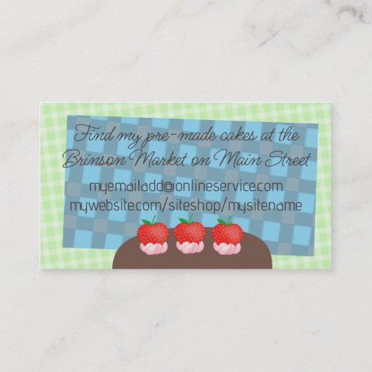 Bakkerij, taart, schilderwerk visitekaartje (Achterkant)