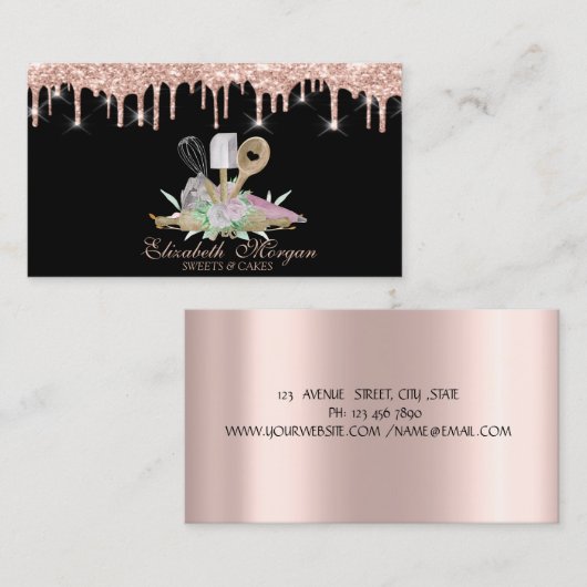 Bakkerij Tandwerktuigen Bloemen Roos Goudschijven Visitekaartje (Voorkant / Achterkant)