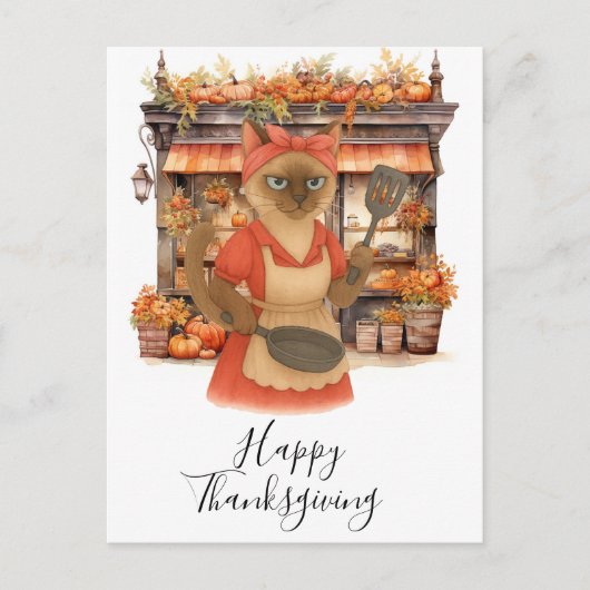 Bakkerij Thanksgiving Herfst thema voor Cat Lovers Feestdagenkaart (Voorkant)