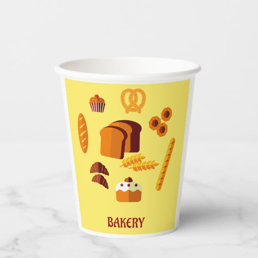 Bakkerij Thema Brood gebak en snoep Papieren Bekers (Voorkant)