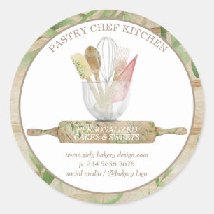 Bakkerij thuisgemaakte gereedschappen roestig hout ronde sticker