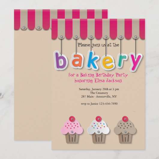 bakkerij-uitnodiging kaart (Voorkant / Achterkant)