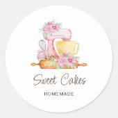 Bakkerij van zoete cakes ronde sticker (Voorkant)