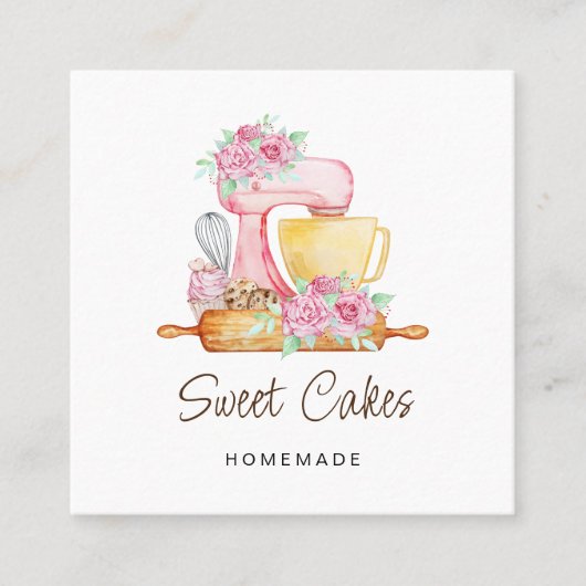 Bakkerij van zoete cakes vierkante visitekaartje (Voorkant)