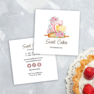 Bakkerij van zoete cakes vierkante visitekaartje