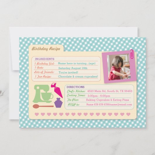 Bakkerij Verjaardag Bakken Foto Recept Kaart Party (Voorkant)
