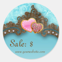 Bakkerij Verkoopprijs Label  Damask Blue Cookies