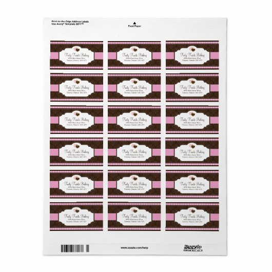 Bakkerij Verpakking Etiketten (Full Sheet)