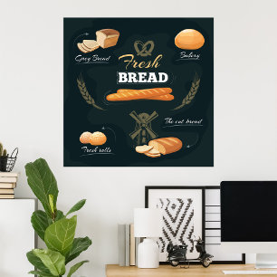 Bakkerij vers brood poster
