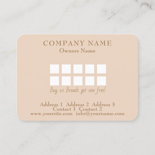 Bakkerij - Visitekaartje (Achterkant)