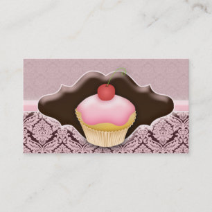 Bakkerij-Visitekaartje Cupcake Damask Chocolade Visitekaartje