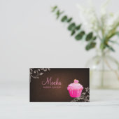Bakkerij Visitekaartje Cupcake Linen Brown Bg (Staand voorkant)