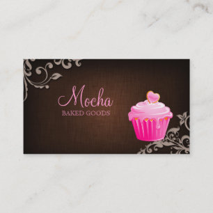 Bakkerij Visitekaartje Cupcake Linen Brown Elegant