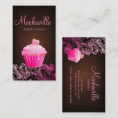Bakkerij Visitekaartje Cupcake Linen Brown Roze (Voorkant / Achterkant)