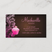 Bakkerij Visitekaartje Cupcake Linen Brown Roze (Achterkant)