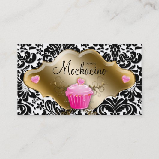 Bakkerij-Visitekaartje Cupcake Roze karamel Visitekaartje (Voorkant)