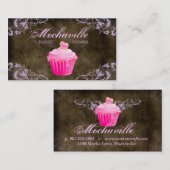 Bakkerij Visitekaartje Cupcake Suede Brown Paars (Voorkant / Achterkant)