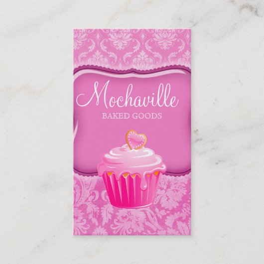 Bakkerij Visitekaartje Damask roze (Voorkant)