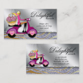 Bakkerij-Visitekaartje Glitter Cupcake Scooter Sil Visitekaartje (Voorkant / Achterkant)