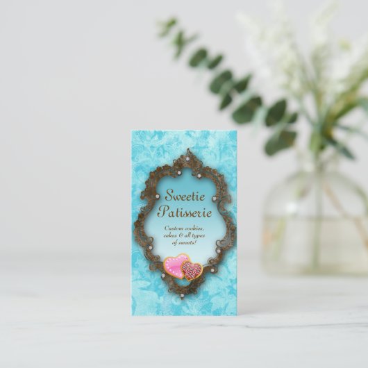 Bakkerij Visitekaartje Koekjes  blauw (Staand voorkant)