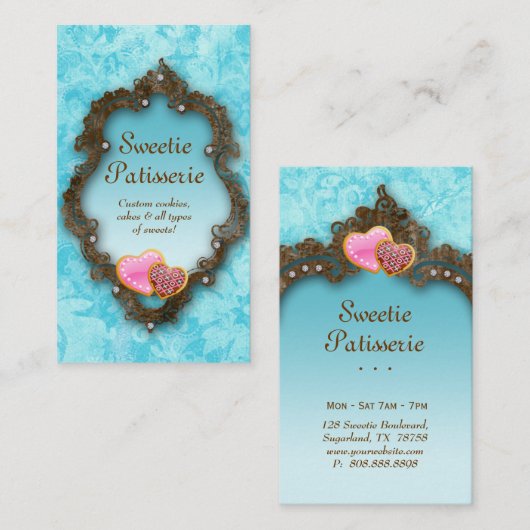 Bakkerij Visitekaartje Koekjes  blauw (Voorkant / Achterkant)