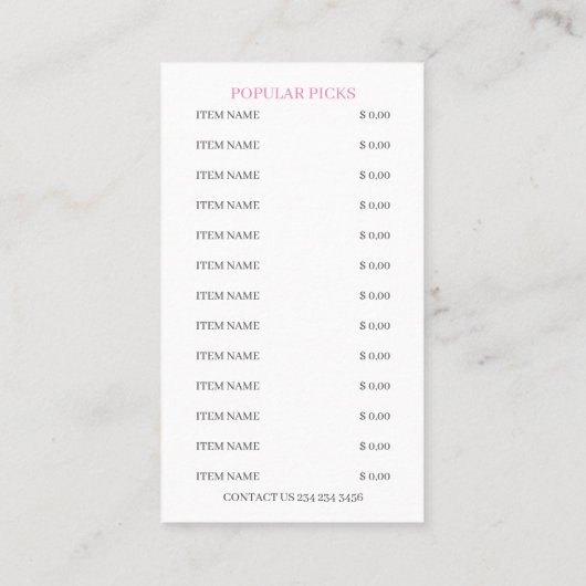 Bakkerij-Visitekaartje Visitekaartje (Achterkant)