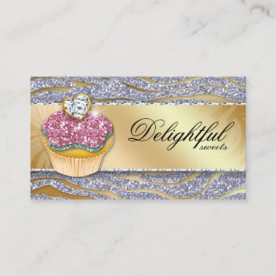 Bakkerij-Visitekaartje Zebra Cupcake Sparkle Silve Visitekaartje