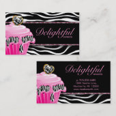Bakkerij Visitekaartje Zebra Roze crèche Damask (Voorkant / Achterkant)