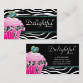 Bakkerij Visitekaartje Zebra Roze crème Blauwgroen (Voorkant / Achterkant)