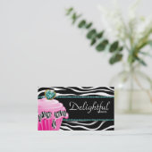 Bakkerij Visitekaartje Zebra Roze crème Blauwgroen (Staand voorkant)