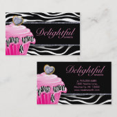 Bakkerij-Visitekaartje Zebra Roze crème Silver Visitekaartje (Voorkant / Achterkant)