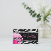 Bakkerij-Visitekaartje Zebra Roze crème Silver Visitekaartje (Staand voorkant)