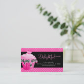 Bakkerij Visitekaartje Zebra Stippen Roze koekjes  (Staand voorkant)