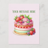 Bakkerij voeg bericht Bedrijfsnaam aardbeien cake Briefkaart (Voorkant)