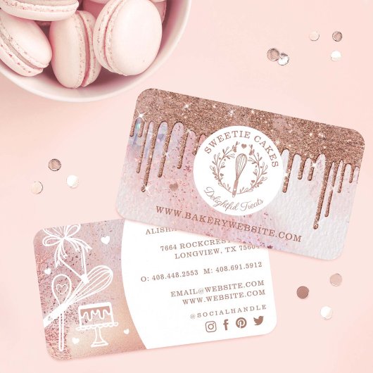 Bakkerij voor bakkerijen - glitter Roos - goudroze Visitekaartje