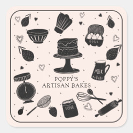bakkerij voor bakkersartikelen vierkante sticker