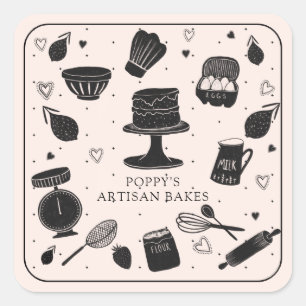 bakkerij voor bakkersartikelen vierkante sticker