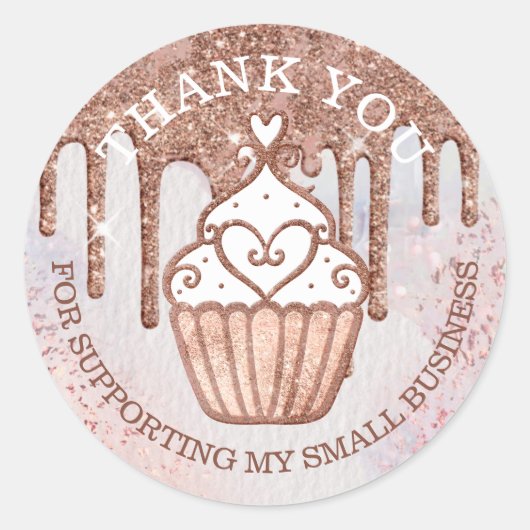 Bakkerij voor gebak Glitter Roos Gold Roze schijve Ronde Sticker (Voorkant)