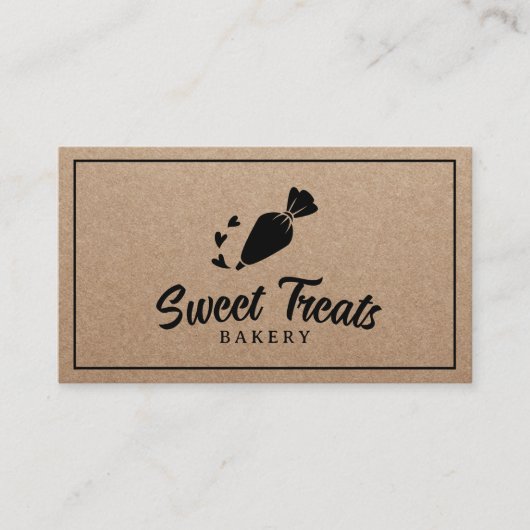 Bakkerij voor gebak Logo Rustic Kraft Visitekaartje (Voorkant)