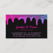 Bakkerij voor gebak met roze zwarte druppelaar visitekaartje (Achterkant)