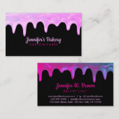 Bakkerij voor gebak met roze zwarte druppelaar visitekaartje (Voorkant / Achterkant)