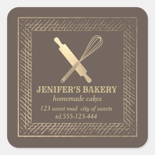 Bakkerij voor goudhoudende goudstaven vierkante sticker (Voorkant)