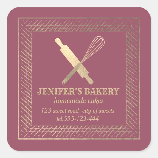 Bakkerij voor goudhoudende goudstaven vierkante sticker (Voorkant)
