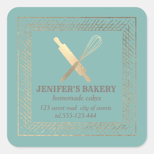 Bakkerij voor goudhoudende goudstaven vierkante sticker (Voorkant)