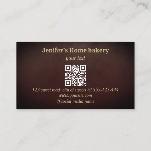 Bakkerij voor goudhoudende goudstaven visitekaartje (Achterkant)