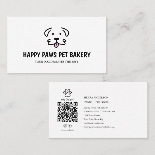 Bakkerij voor honden lekkernijen QR Code Visitekaartje (Voorkant / Achterkant)