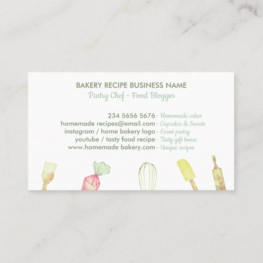 Bakkerij voor Waterverf van de kap Visitekaartje (Achterkant)