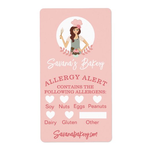 Bakkerij Vrouw Voedsel Veiligheid Allergie Alert B Etiket (Voorkant)