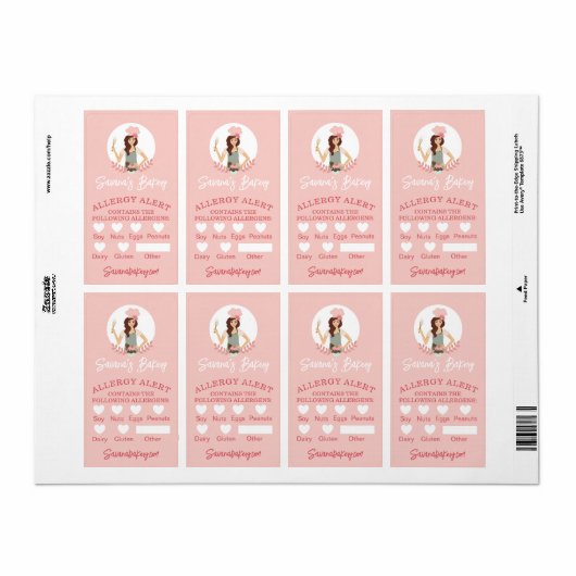 Bakkerij Vrouw Voedsel Veiligheid Allergie Alert B Etiket (Full Sheet)